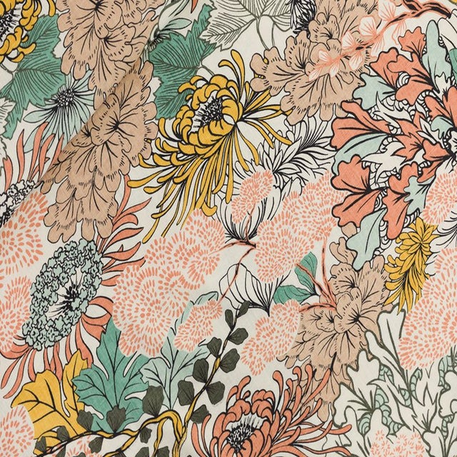 Tissu Lin Imprimé Floral Au Mètre - Coupon 105x140 Cm - Neuf - Pour Vêtements